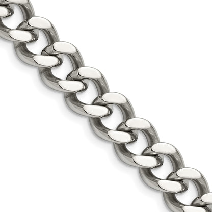 Stainless Steel Chisel Polished 11.5mm Curb Chain Necklace