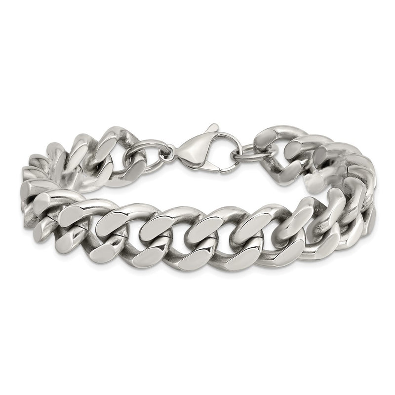Stainless Steel Chisel Polished 13.75mm Curb Chain Bracelet