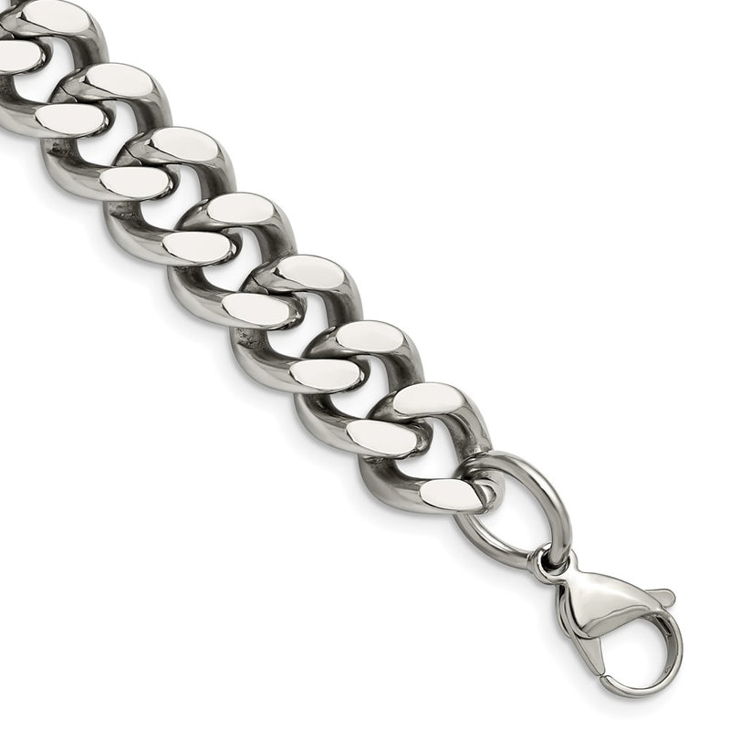Stainless Steel Chisel Polished 13.75mm Curb Chain Bracelet