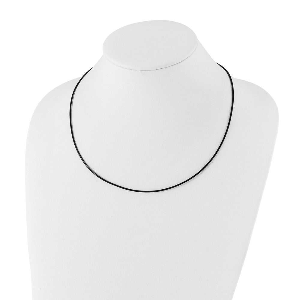 Stainless Steel Chisel Black Leather 1.5mm Cord 20 Inch Necklace