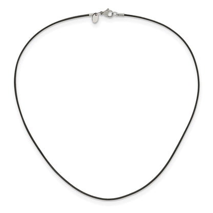 Stainless Steel Chisel Black Leather Cord 18 Inch Necklace