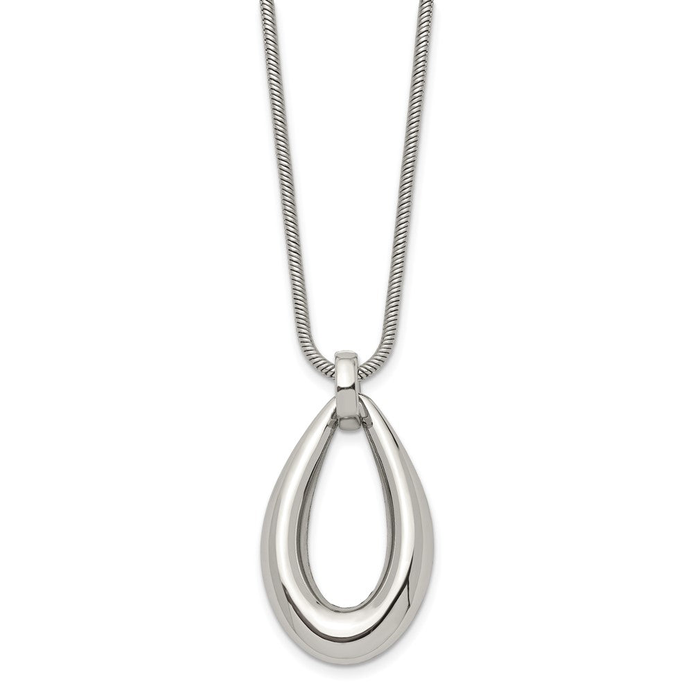 Stainless Steel Polished Teardrop Dangle 24In Necklace