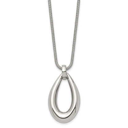 Stainless Steel Polished Teardrop Dangle 24In Necklace