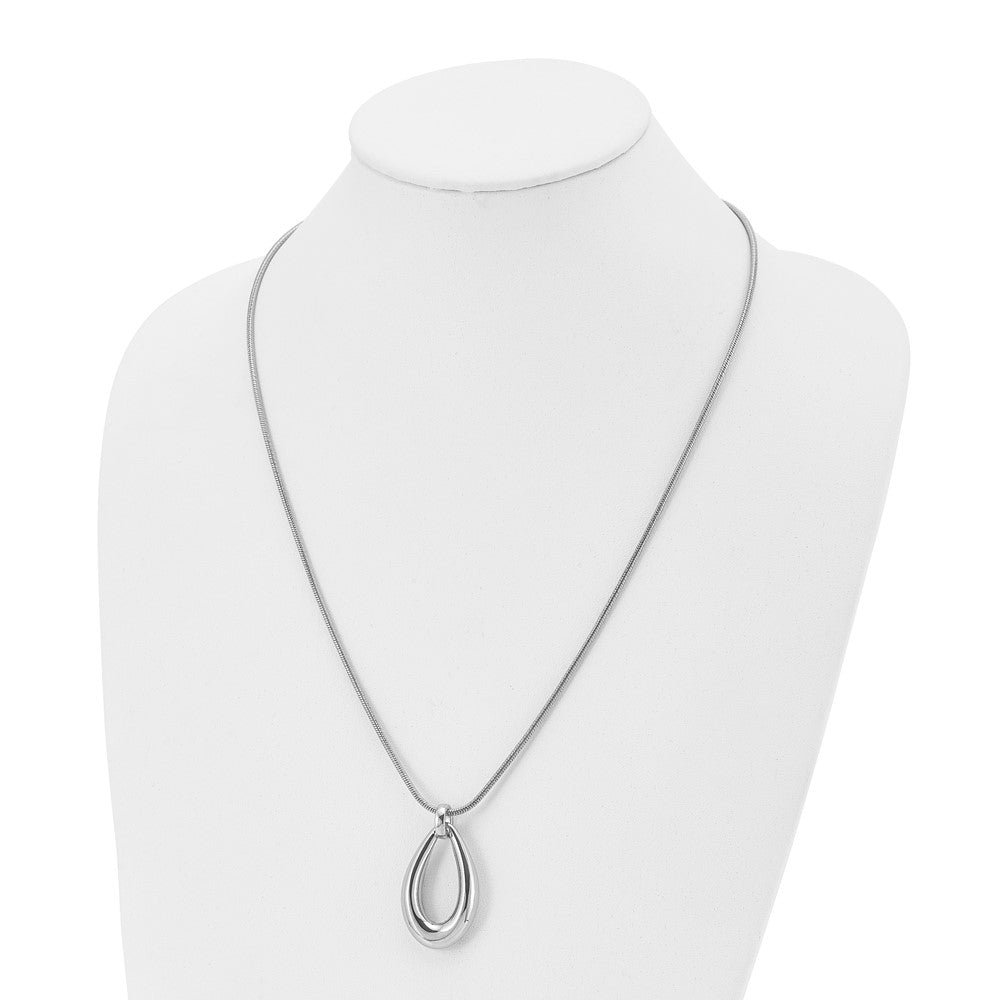 Stainless Steel Polished Teardrop Dangle 24In Necklace
