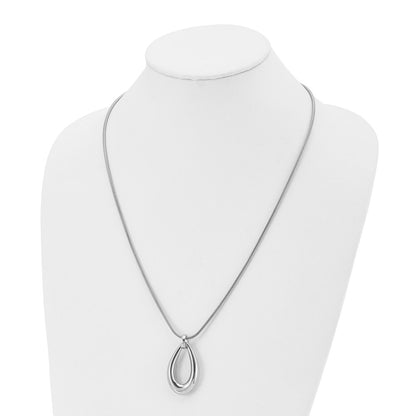 Stainless Steel Polished Teardrop Dangle 24In Necklace