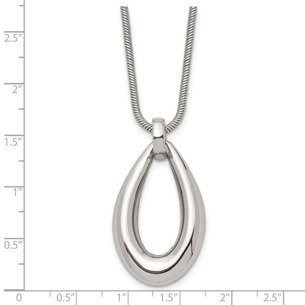 Stainless Steel Polished Teardrop Dangle 24In Necklace
