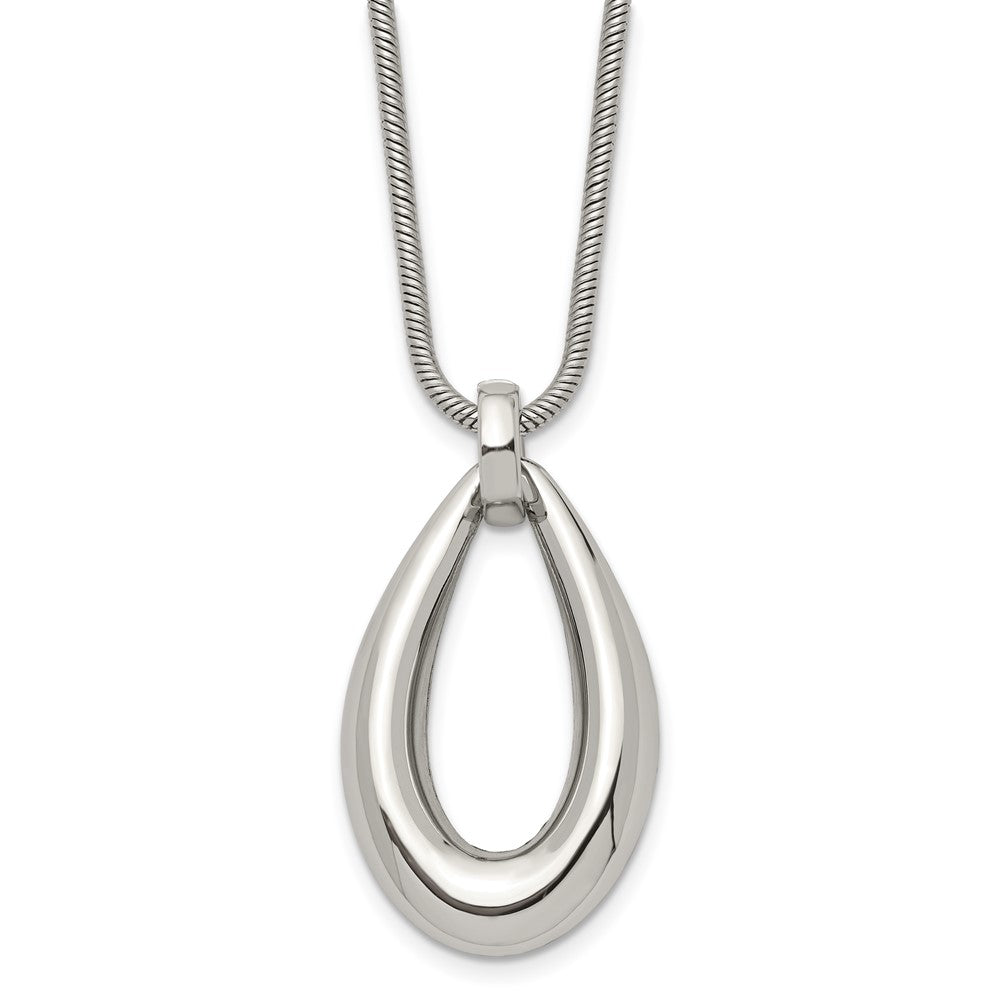Stainless Steel Polished Teardrop Dangle 24In Necklace