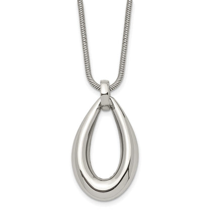 Stainless Steel Polished Teardrop Dangle 24In Necklace