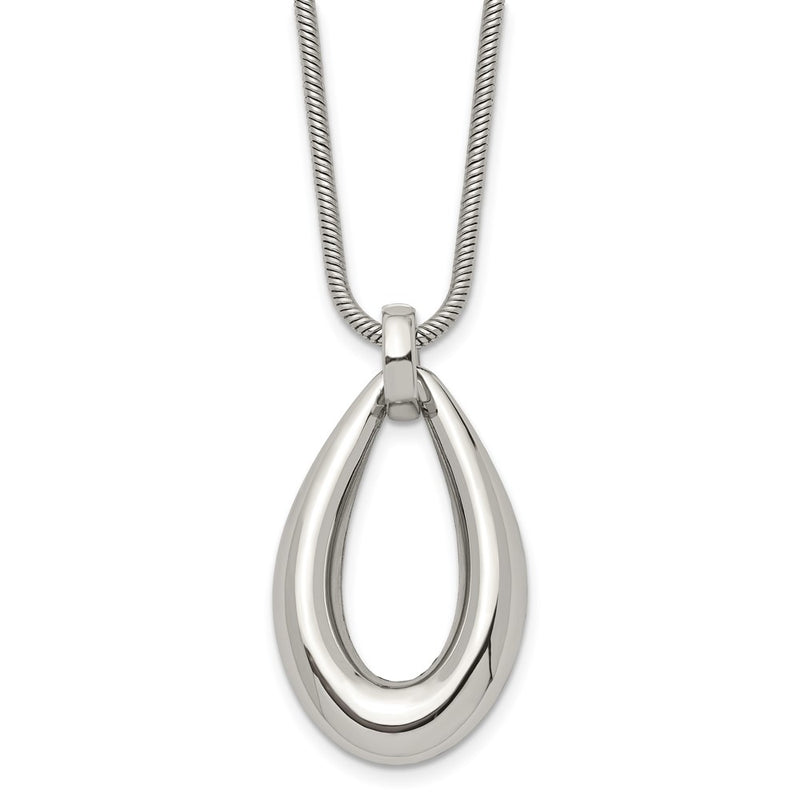 Stainless Steel Polished Teardrop Dangle 24In Necklace