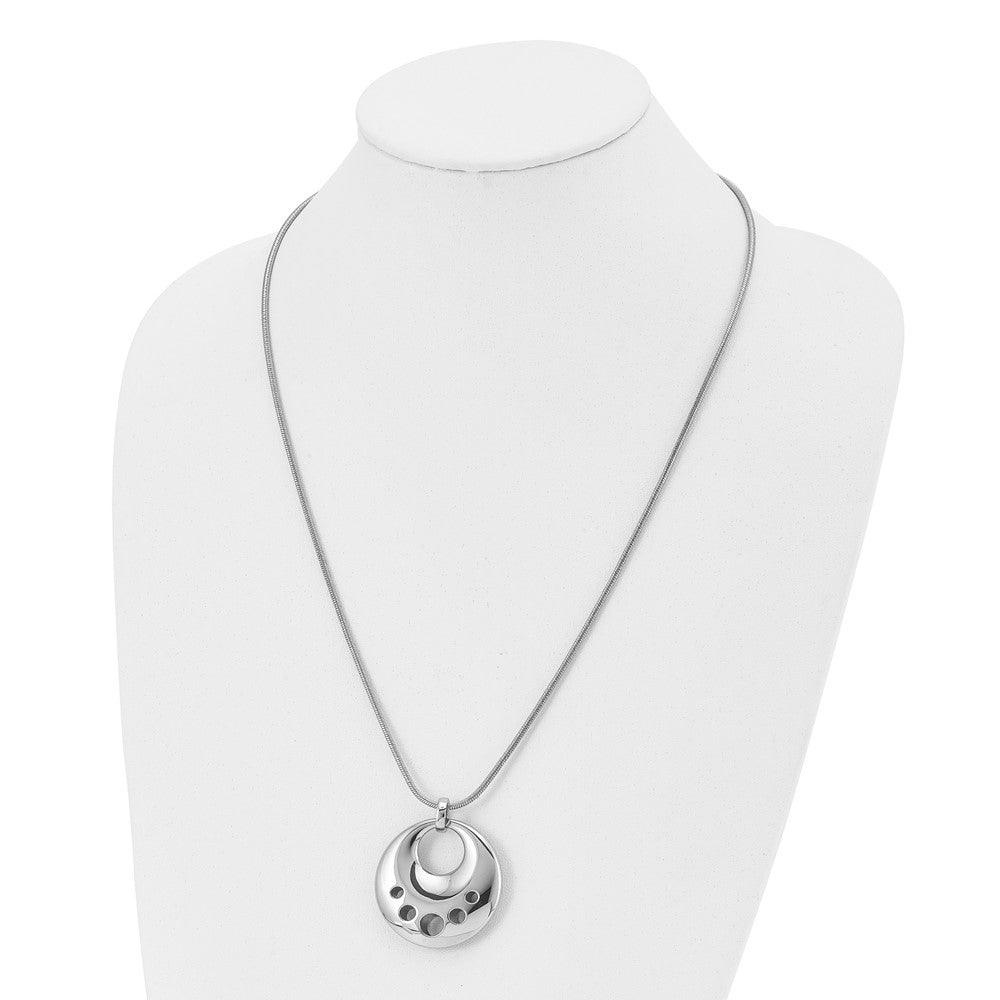 Stainless Steel Polished Circle Cut-Out 24In Necklace