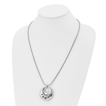 Stainless Steel Polished Circle Cut-Out 24In Necklace