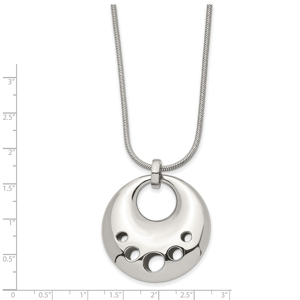 Stainless Steel Polished Circle Cut-Out 24In Necklace