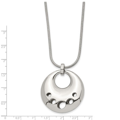 Stainless Steel Polished Circle Cut-Out 24In Necklace