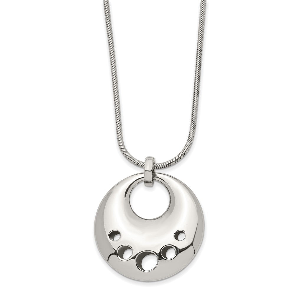 Stainless Steel Polished Circle Cut-Out 24In Necklace