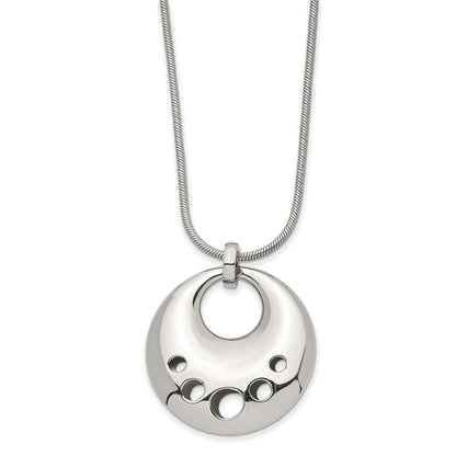 Stainless Steel Polished Circle Cut-Out 24In Necklace