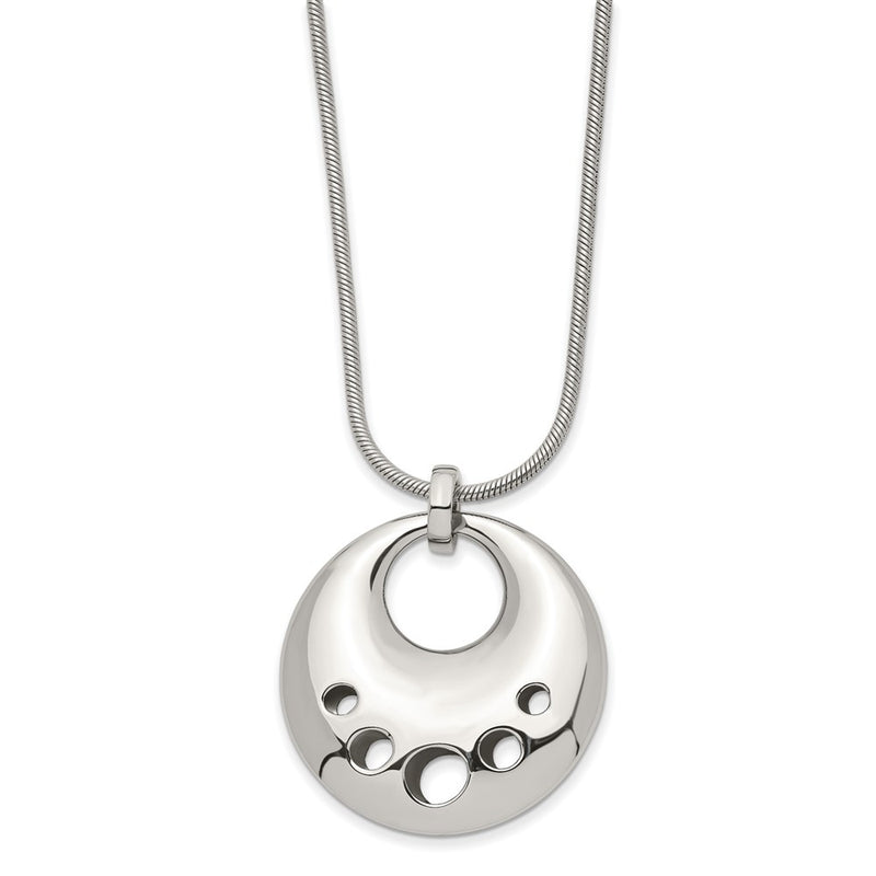 Stainless Steel Polished Circle Cut-Out 24In Necklace