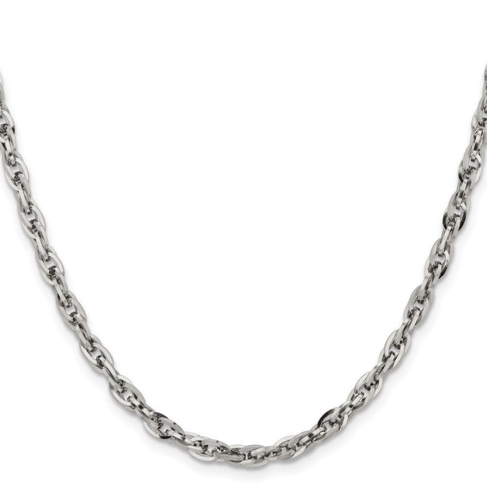 Stainless Steel Chisel Polished 4.2mm 20 Inch Fancy Twisted Link Chain Necklace