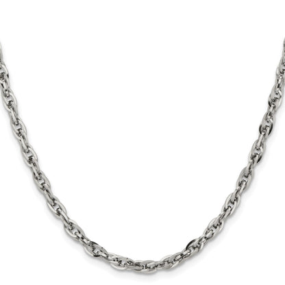 Stainless Steel Chisel Polished 4.2mm 20 Inch Fancy Twisted Link Chain Necklace