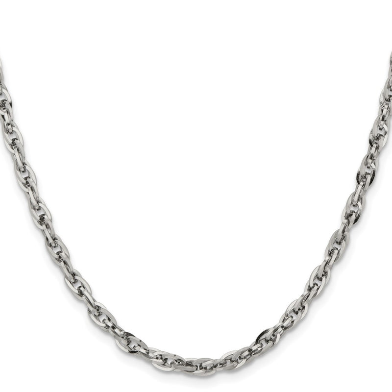 Stainless Steel Chisel Polished 4.2mm 20 Inch Fancy Twisted Link Chain Necklace