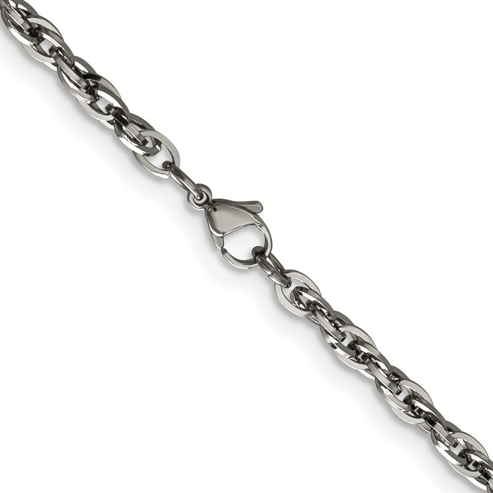 Stainless Steel Chisel Polished 4.2mm 20 Inch Fancy Twisted Link Chain Necklace