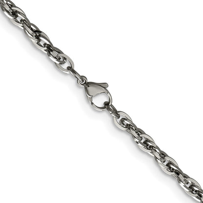 Stainless Steel Chisel Polished 4.2mm 20 Inch Fancy Twisted Link Chain Necklace