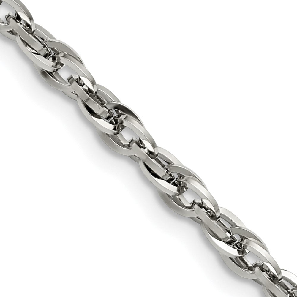 Stainless Steel Chisel Polished 4.2mm 20 Inch Fancy Twisted Link Chain Necklace