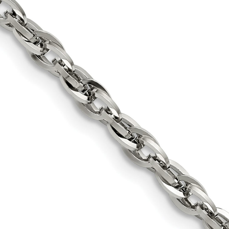 Stainless Steel Chisel Polished 4.2mm 20 Inch Fancy Twisted Link Chain Necklace