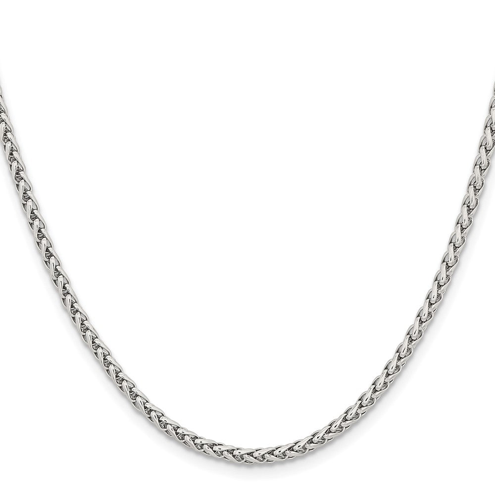 Stainless Steel Chisel Polished 3mm 24 Inch Wheat Chain Necklace