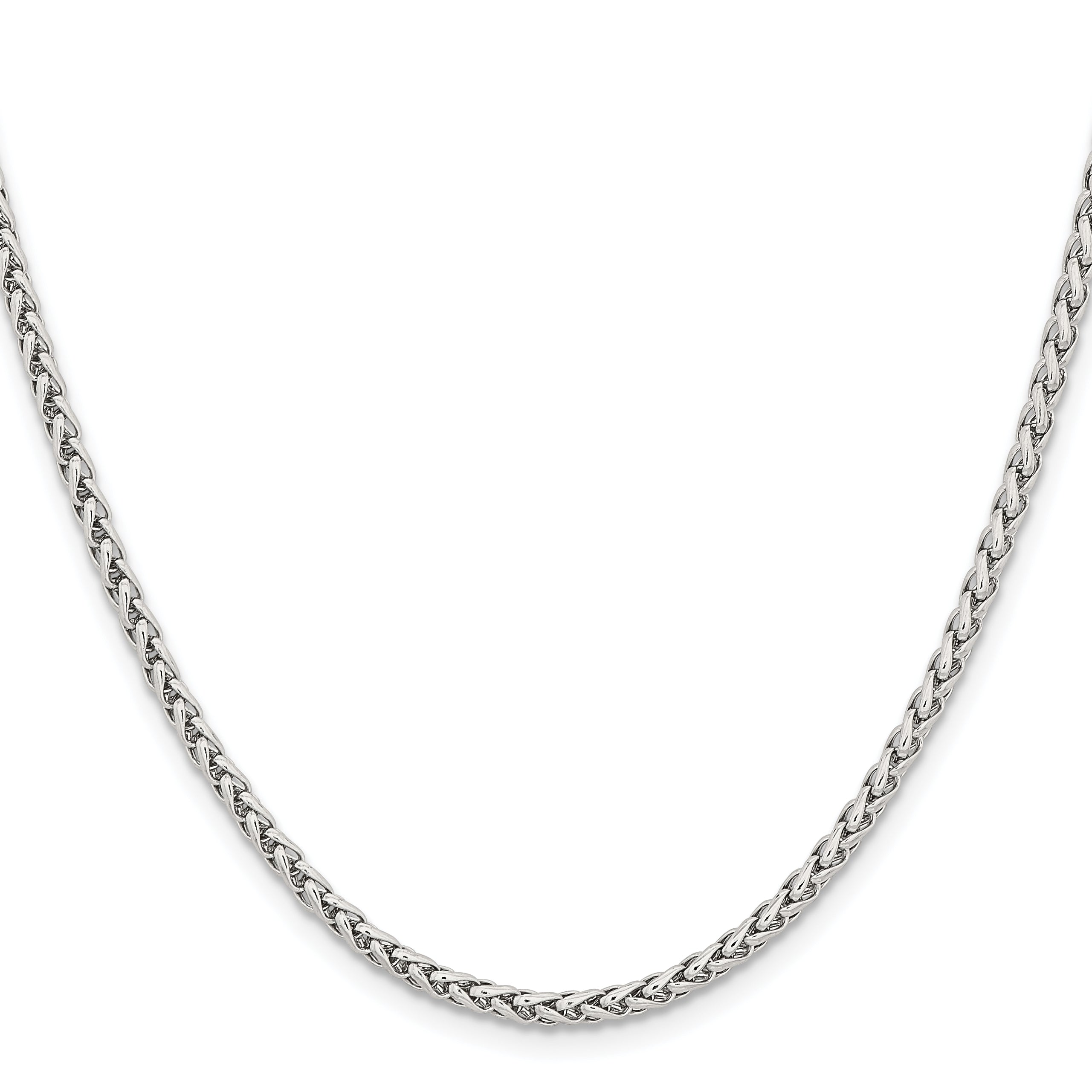Stainless Steel Chisel Polished 3mm 24 Inch Wheat Chain Necklace