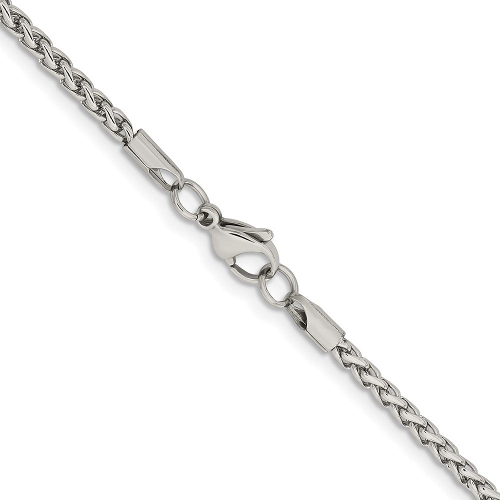 Stainless Steel Chisel Polished 3mm 24 Inch Wheat Chain Necklace