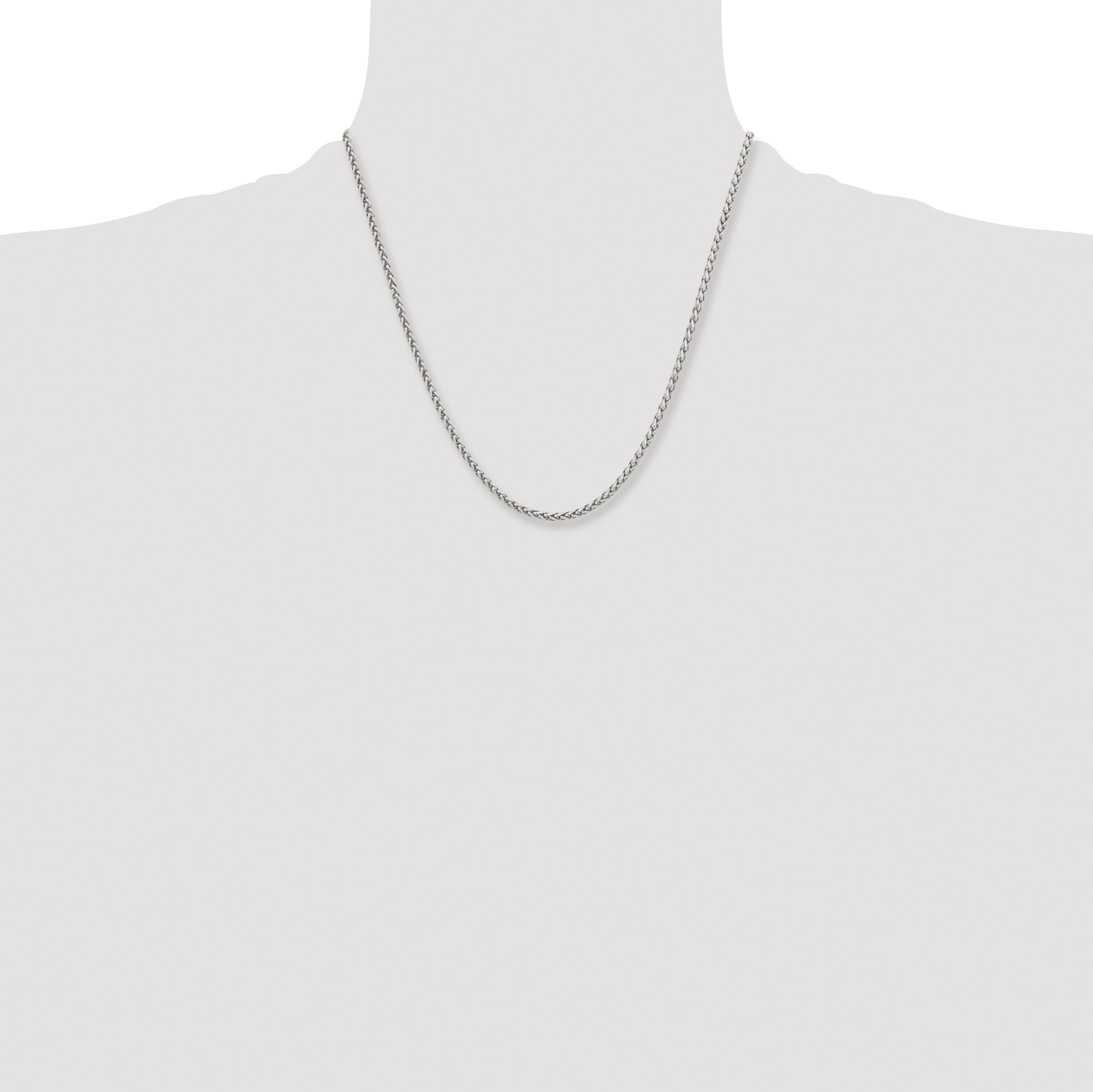 Stainless Steel Chisel Polished 3mm 20 Inch Wheat Chain Necklace