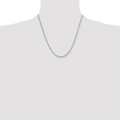 Stainless Steel Chisel Polished 3mm 20 Inch Wheat Chain Necklace
