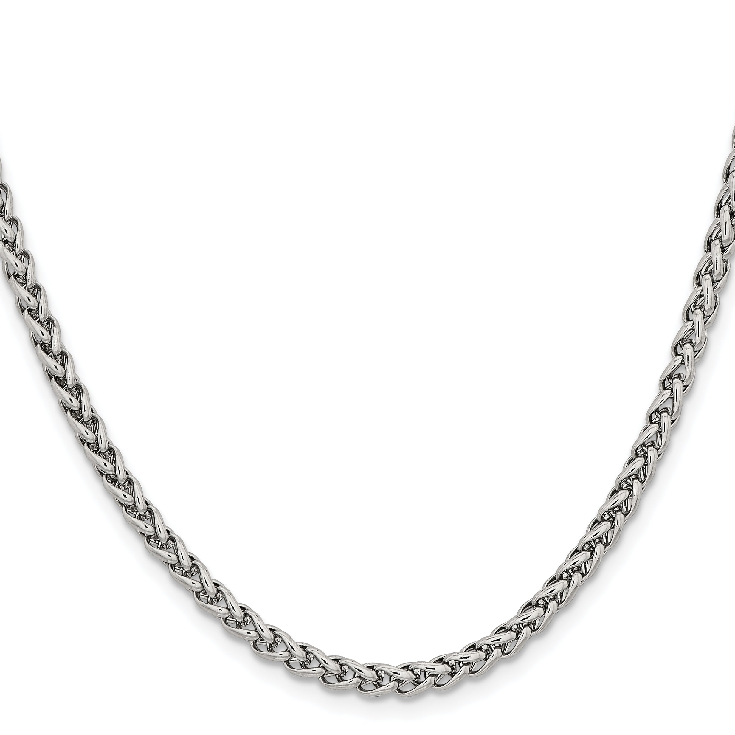 Stainless Steel Chisel Polished 4mm 22 Inch Wheat Chain