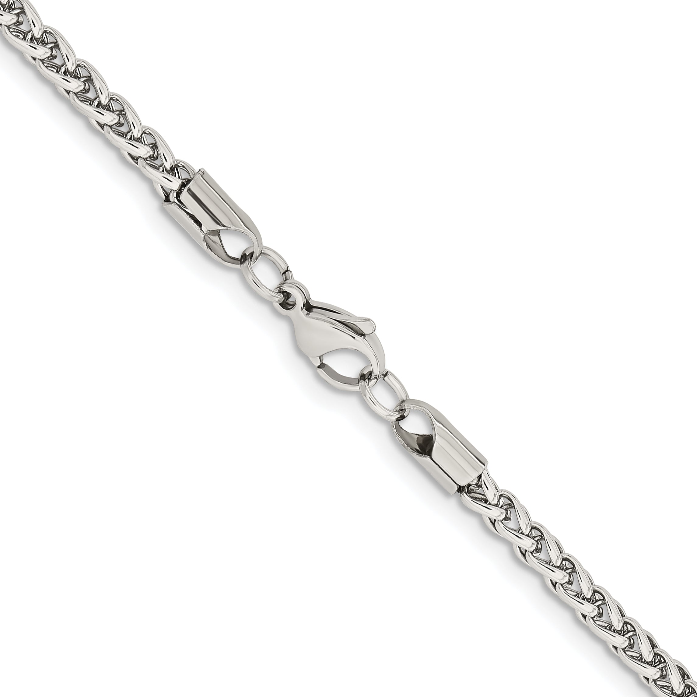 Stainless Steel Chisel Polished 4mm 22 Inch Wheat Chain