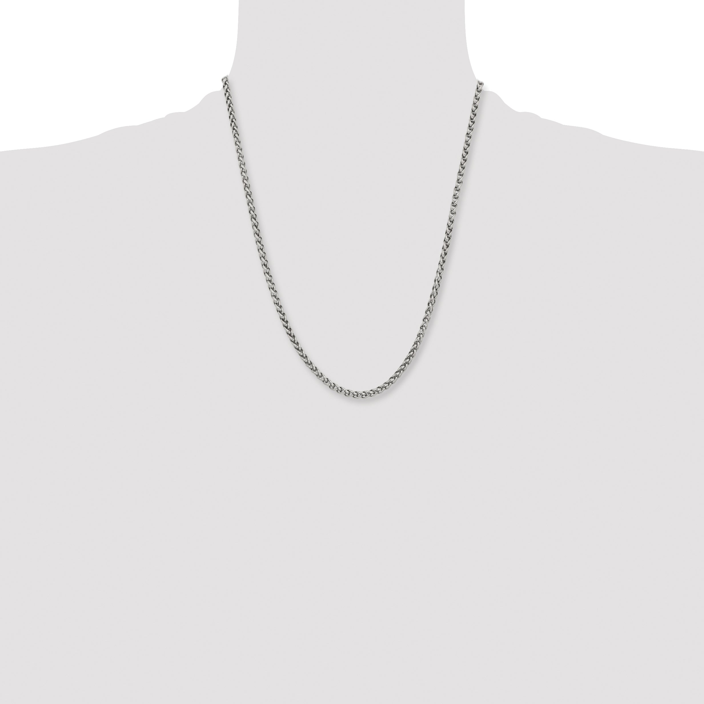 Stainless Steel Chisel Polished 4mm 22 Inch Wheat Chain
