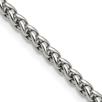 Stainless Steel Chisel Polished 4mm 22 Inch Wheat Chain