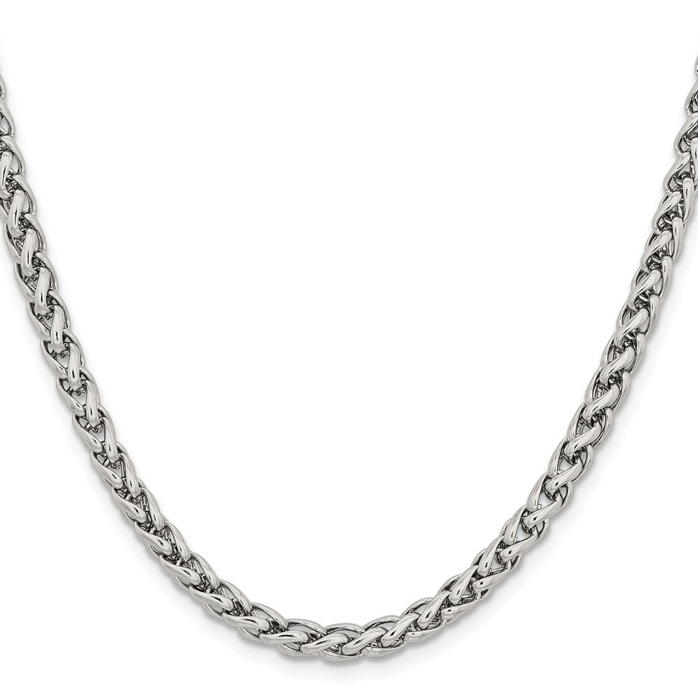 Stainless Steel Chisel Polished 5mm Wheat Chain Necklace