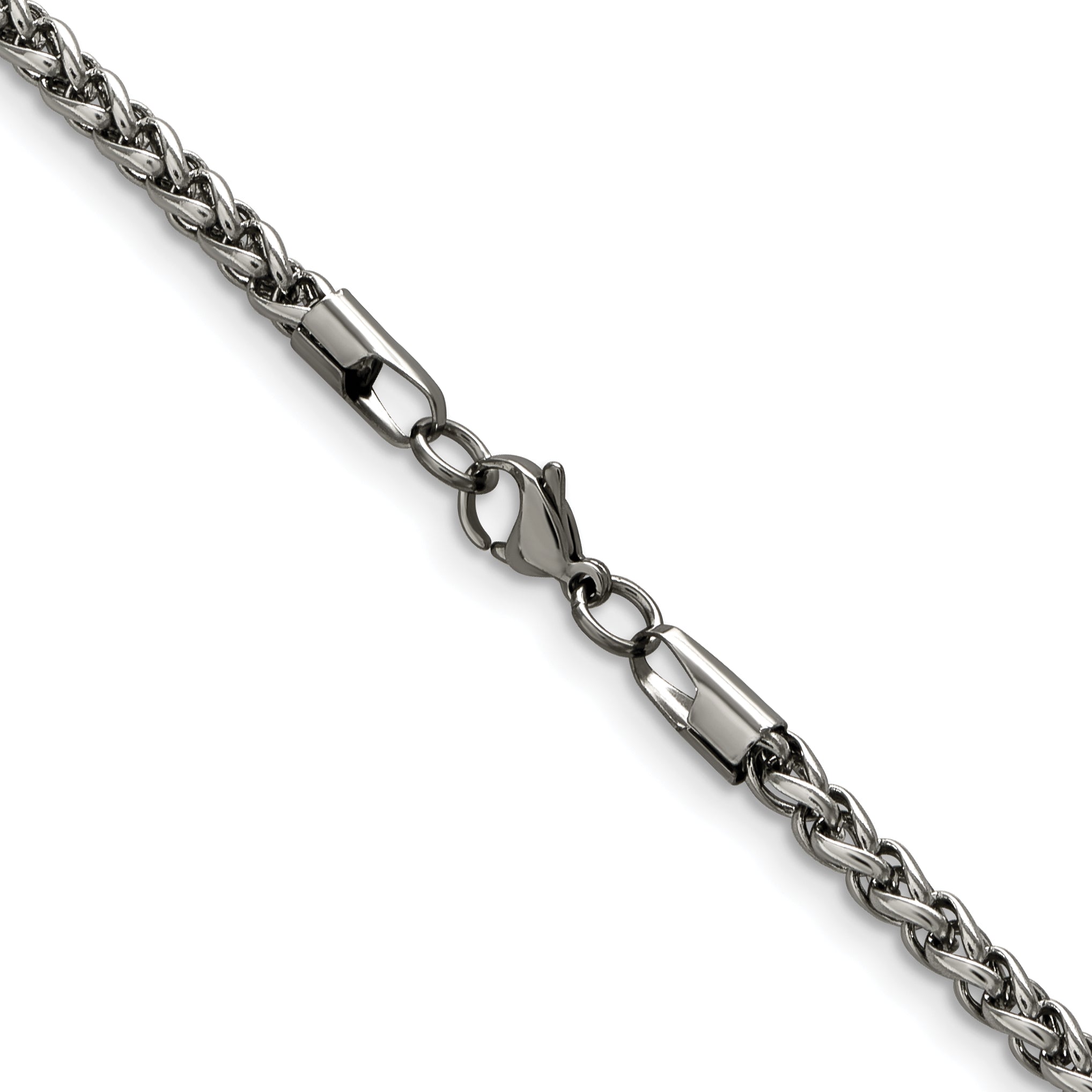Stainless Steel Chisel Polished 5mm 24 Inch Wheat Chain Necklace
