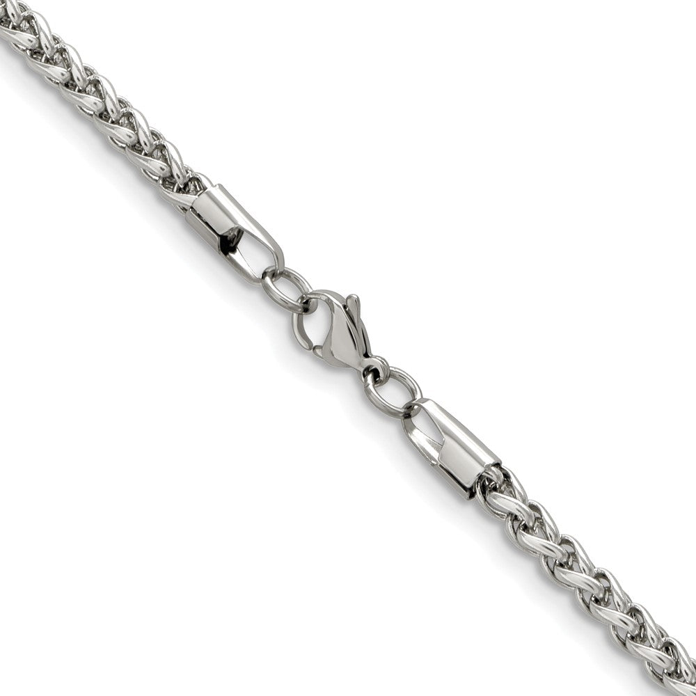 Stainless Steel Chisel Polished 5mm Wheat Chain Necklace