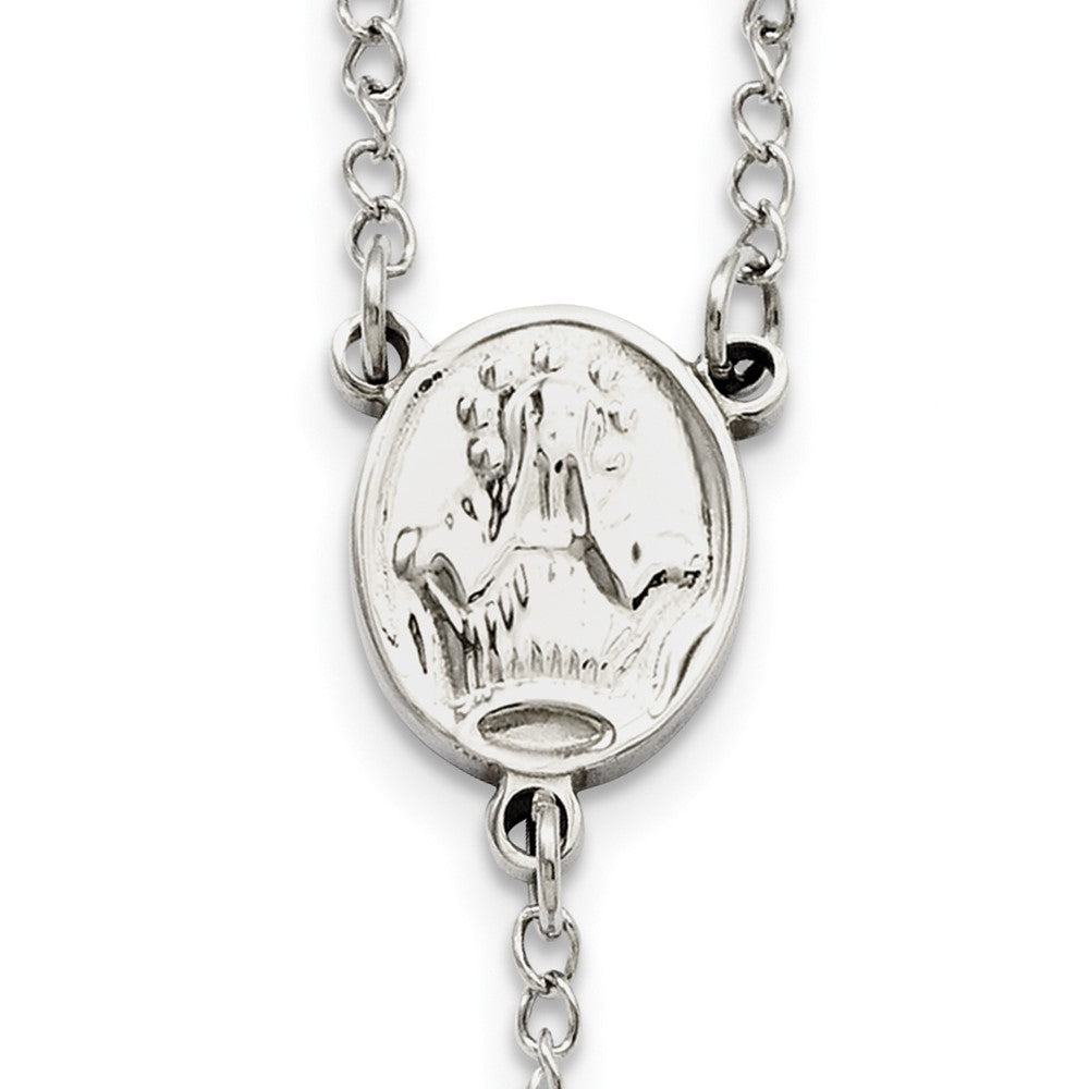 Stainless Steel Chisel Polished 6mm Beaded 29.5 Inch Rosary Necklace