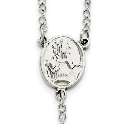 Stainless Steel Chisel Polished 6mm Beaded 29.5 Inch Rosary Necklace