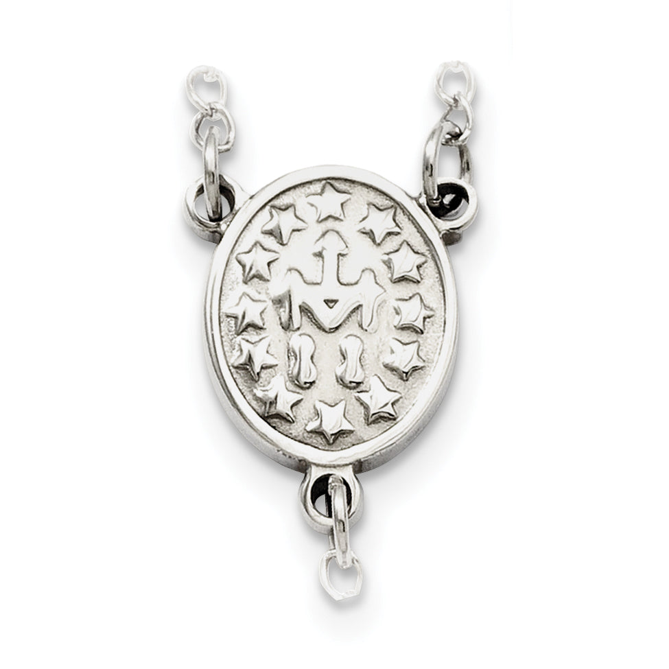 Stainless Steel Chisel Polished 8mm Beaded 32.5 Inch Rosary Necklace