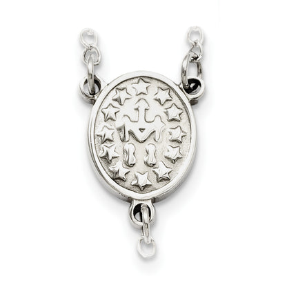 Stainless Steel Chisel Polished 8mm Beaded 32.5 Inch Rosary Necklace