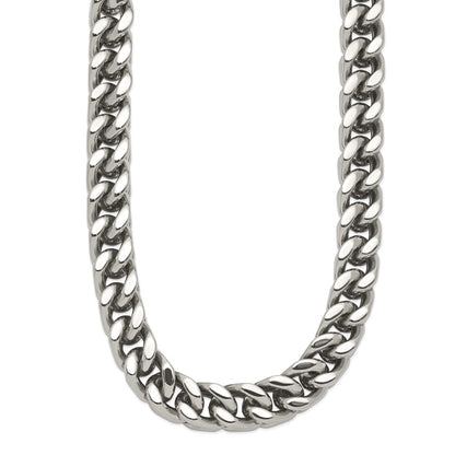 Stainless Steel Chisel Polished Heavy Wheat Chain Necklace