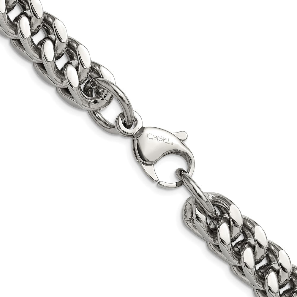 Stainless Steel Chisel Polished Heavy Wheat Chain Necklace