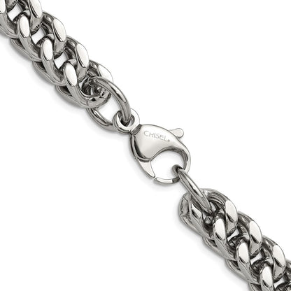 Stainless Steel Chisel Polished Heavy Wheat Chain Necklace