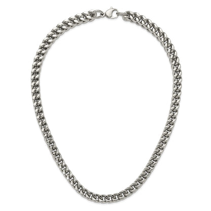 Stainless Steel Chisel Polished Heavy Wheat Chain Necklace