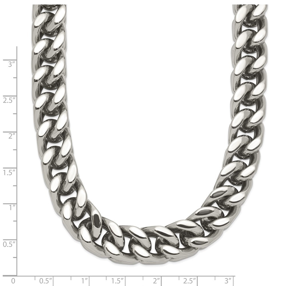 Stainless Steel Chisel Polished Heavy Wheat Chain Necklace