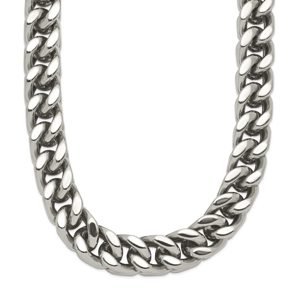 Stainless Steel Chisel Polished Heavy Wheat Chain Necklace