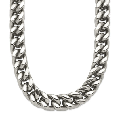 Stainless Steel Chisel Polished Heavy Wheat Chain Necklace